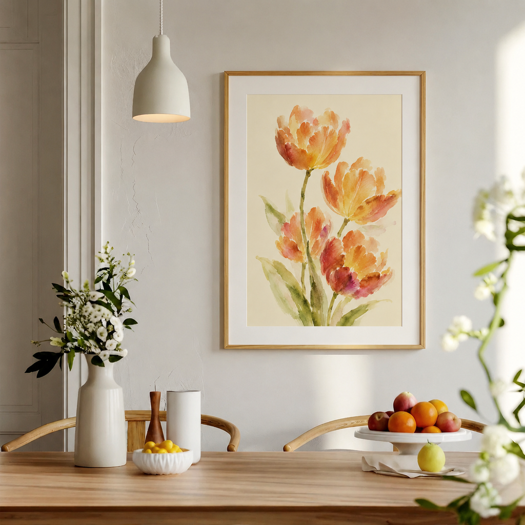 Orange Tulip Watercolor Print