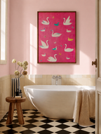 Pink Swan Pattern Print